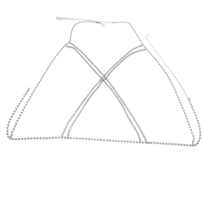 Classic Overlapping Rhinestone Chest Chain Body Jewelry