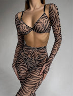 Exotic Zebra Print Fitted Sheer Bra & Legging Set