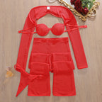 Romantic Red Cropped Crochet Lingerie Set