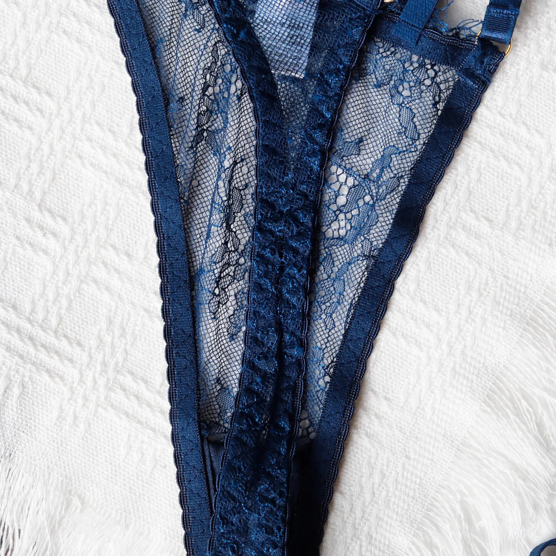 Fancy Deep Blue 5Pcs Transparent Bra Set