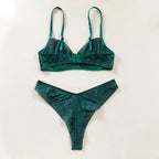 Exotic See-Through Green Serpent Bra Set