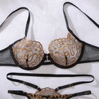 Exotic Gold Embroidered 2PC Bra Set