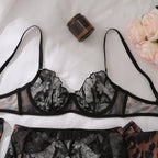 Exotic Leopard Print Lace Patchwork Set W/Stockings