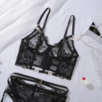 Black Floral Luxury Lace Bra Set
