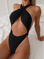 Elegant Cropped Halter High Waist Bikini