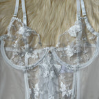 Diamond Girl Lace See-Through Floral Lingerie Set