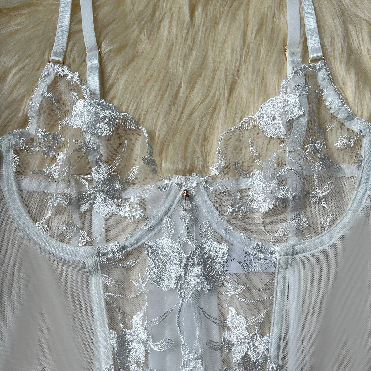 Diamond Girl Lace See-Through Floral Lingerie Set