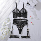 Black Floral Luxury Lace Bra Set
