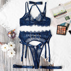 Fancy Deep Blue 5Pcs Transparent Bra Set
