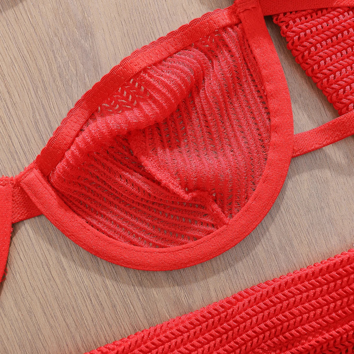 Romantic Red Cropped Crochet Lingerie Set