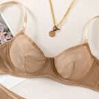 Sensual Mesh Khaki French Bra Set