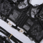 Black Floral Luxury Lace Bra Set