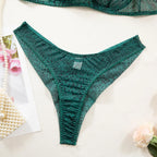 Exotic See-Through Green Serpent Bra Set
