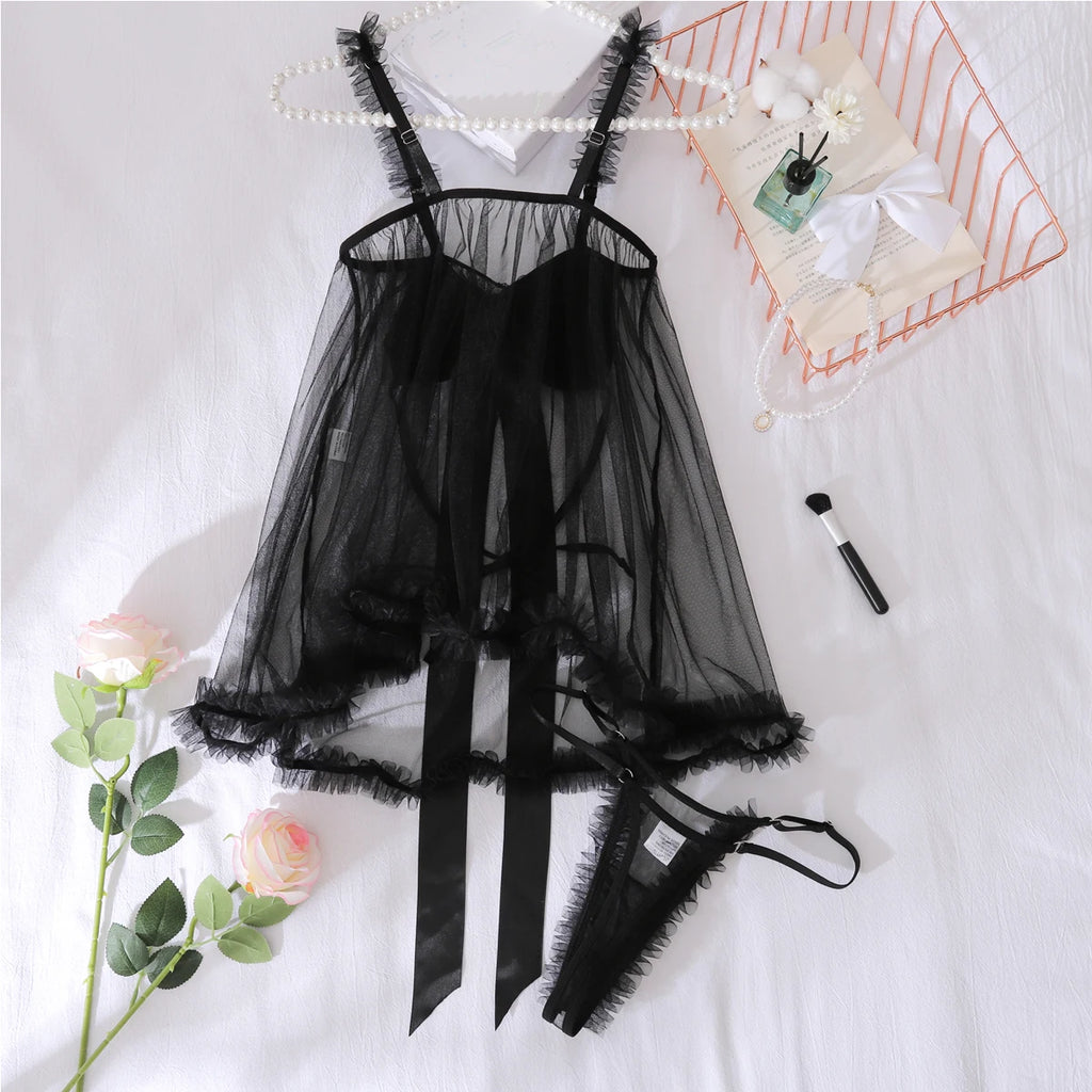 Pure Desire Mesh See Through Tulle Set