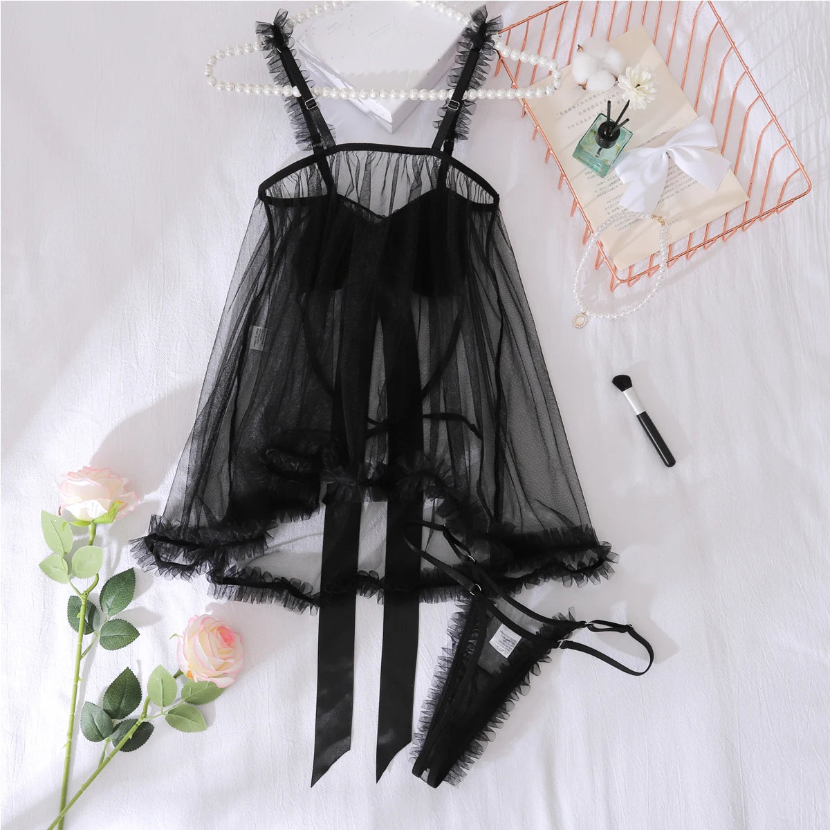 Pure Desire Mesh See Through Tulle Set