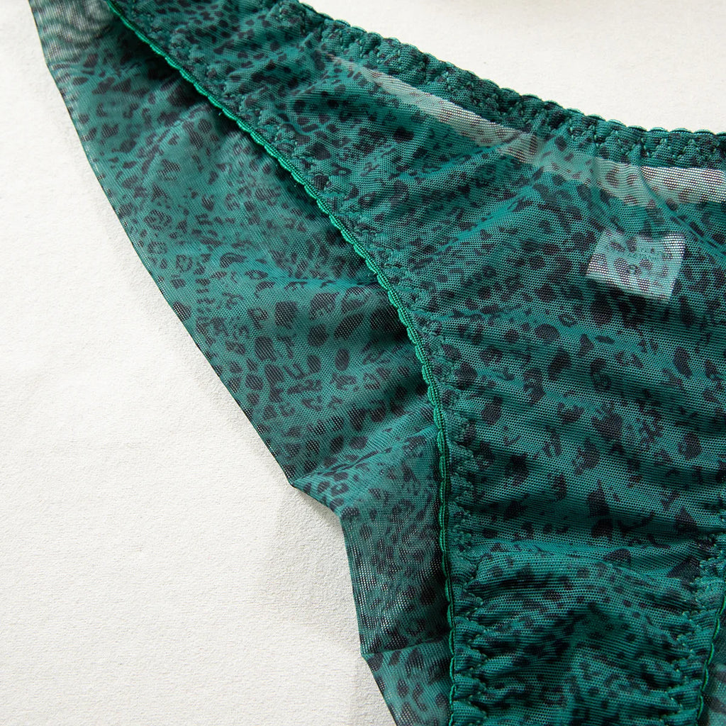 Exotic See-Through Green Serpent Bra Set
