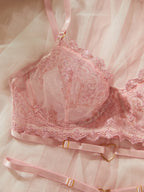 Delicate Blush Embroidery Fantasy Lingerie Set