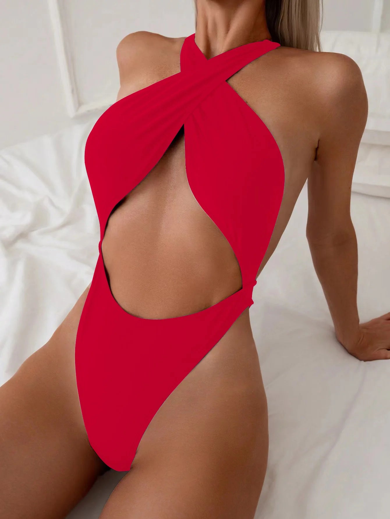 Elegant Cropped Halter High Waist Bikini