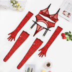Sexy Red Leopard Print 5pcs Garter Set