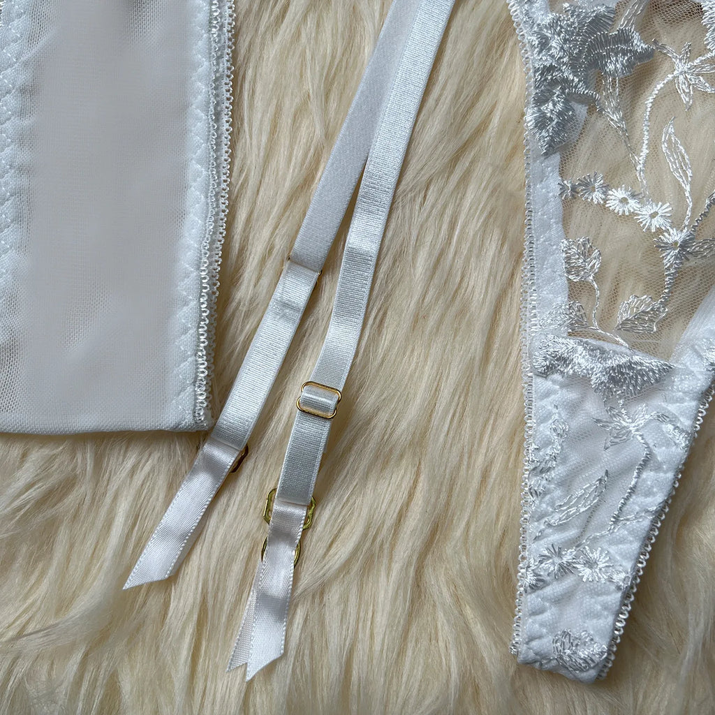 Diamond Girl Lace See-Through Floral Lingerie Set