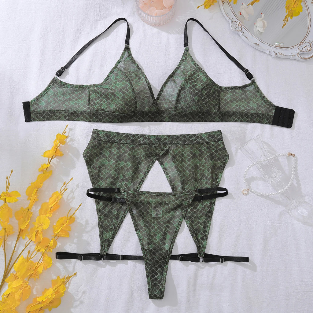 Green Serpent Exotic Lingerie Set