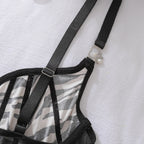 Fancy Zebra Print Mesh 2Pcs Lingerie Set