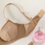 Sensual Mesh Khaki French Bra Set