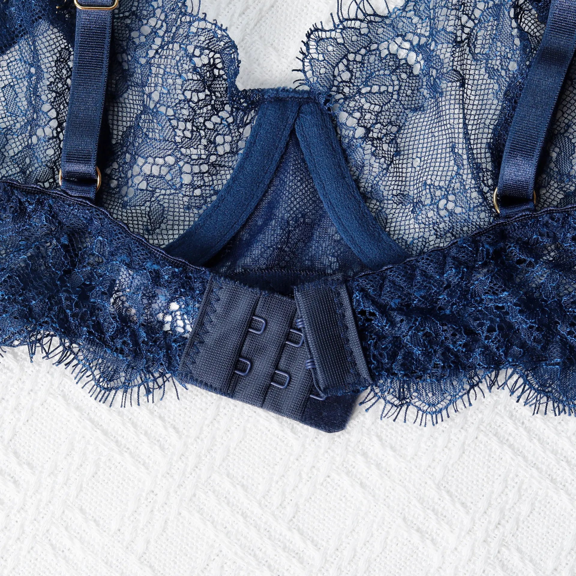 Fancy Deep Blue 5Pcs Transparent Bra Set