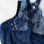 Fancy Deep Blue 5Pcs Transparent Bra Set