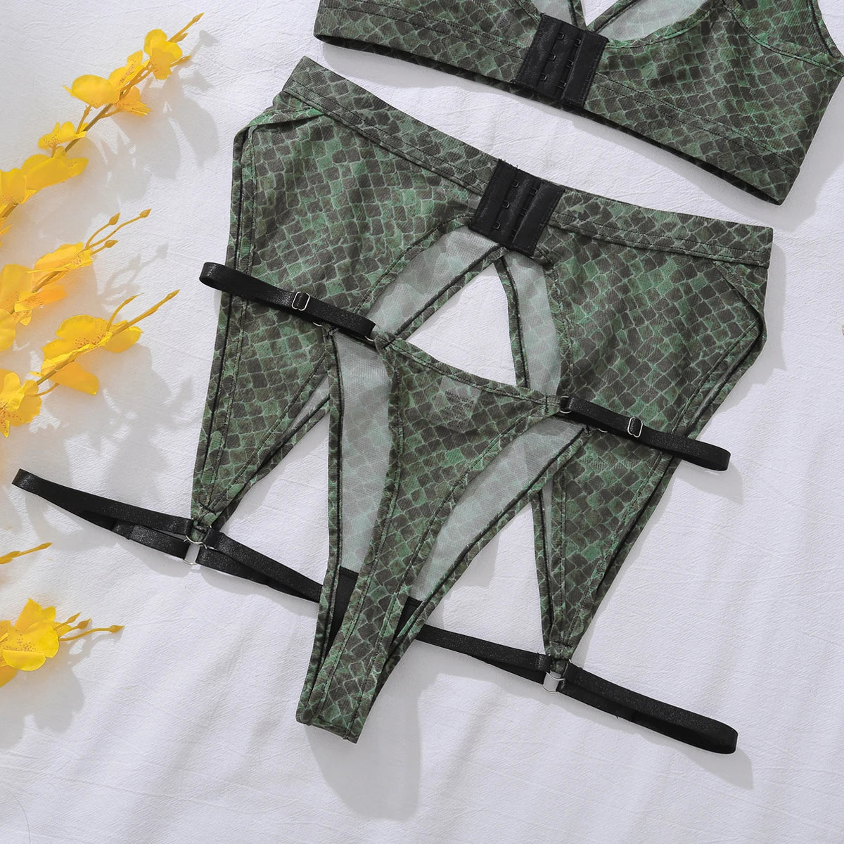 Green Serpent Exotic Lingerie Set