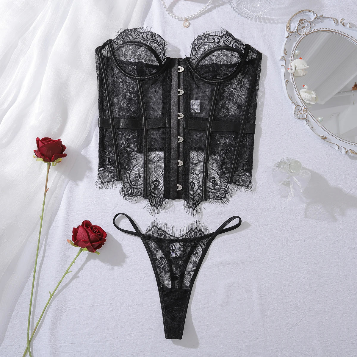 Sensual 2Pcs Lace Palace Corset