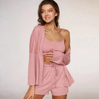 Casual 3-piece Knitted Pajama Set
