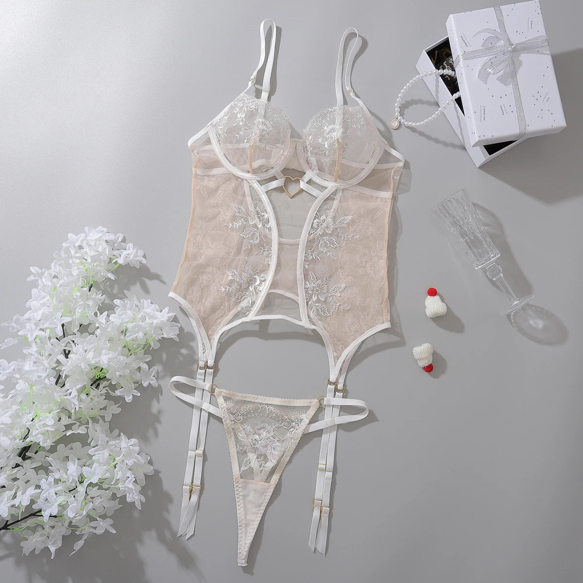 Exotic Transparent Boudoir Lace Corset