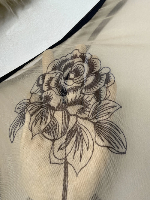 Alluring Rose Sheer Backless Bodysuit