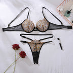 Exotic Gold Embroidered 2PC Bra Set