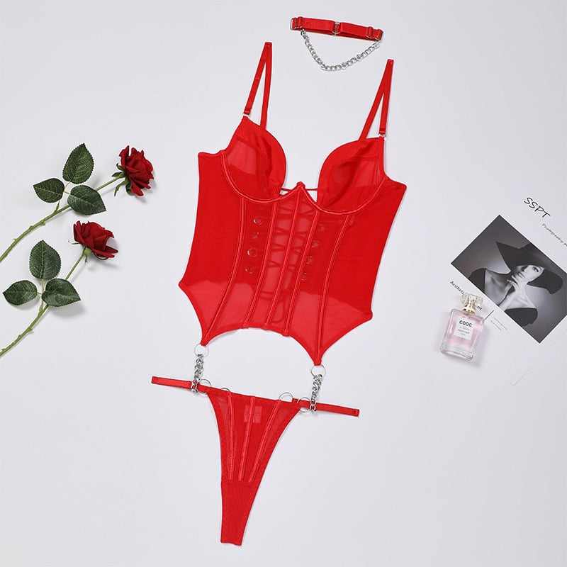 Exotic Backless Lace-Up 3pcs Corset Kit