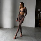Exotic Zebra Print Fitted Sheer Bra & Legging Set