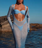 Elegant 3Pcs Low Cut Beach Dress Set