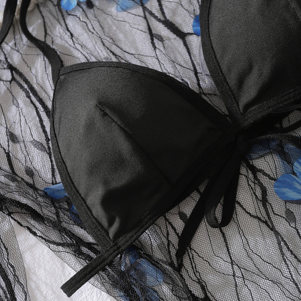 Fantasy Mesh Blue Butterfly Dress Set
