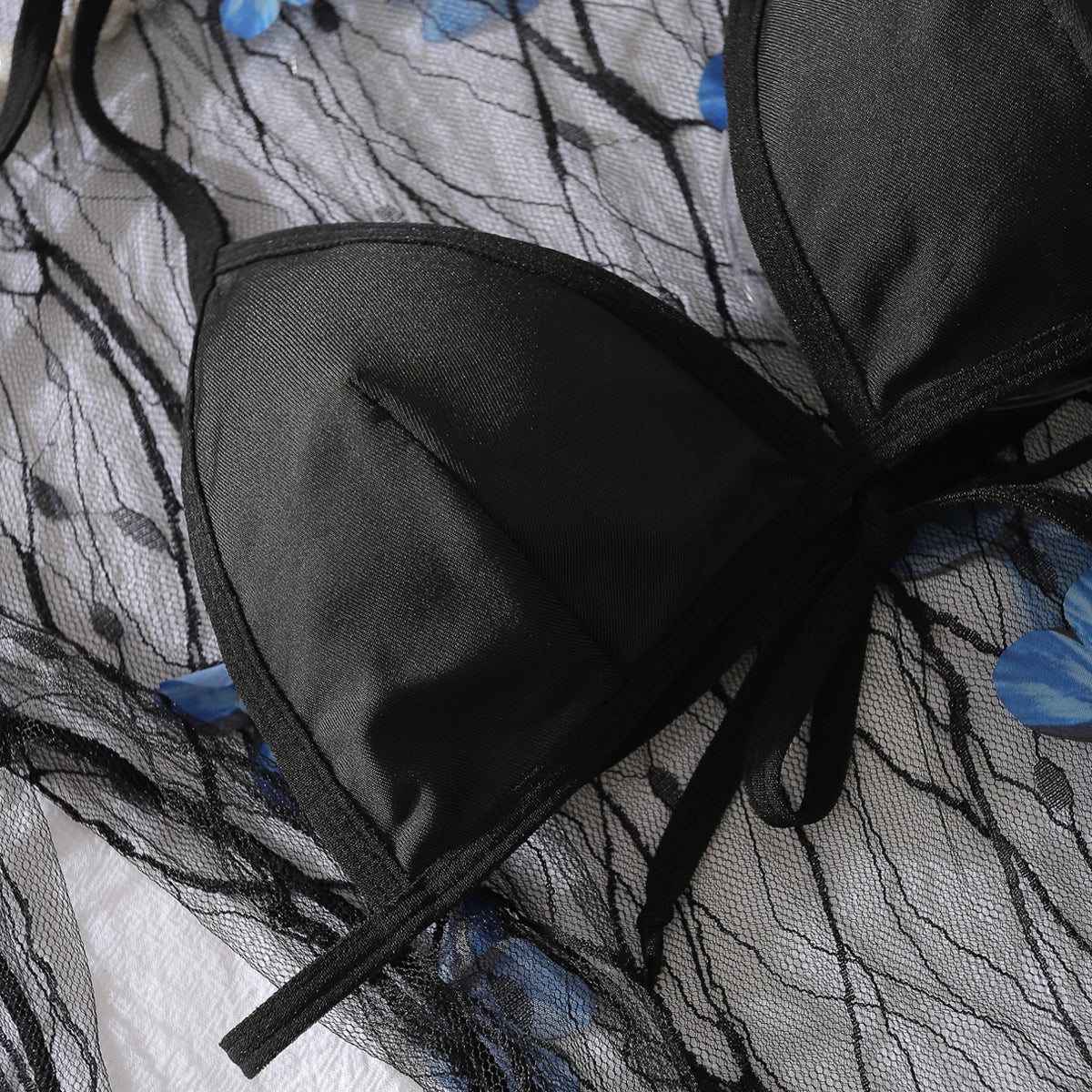 Fantasy Mesh Blue Butterfly Dress Set