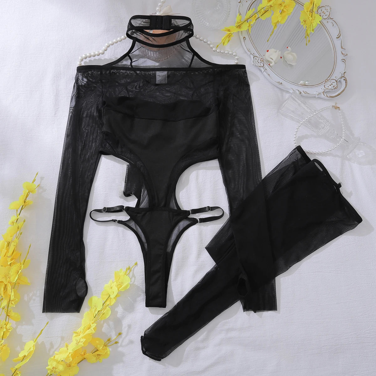Exotic Black Call Of The Night Body Suit