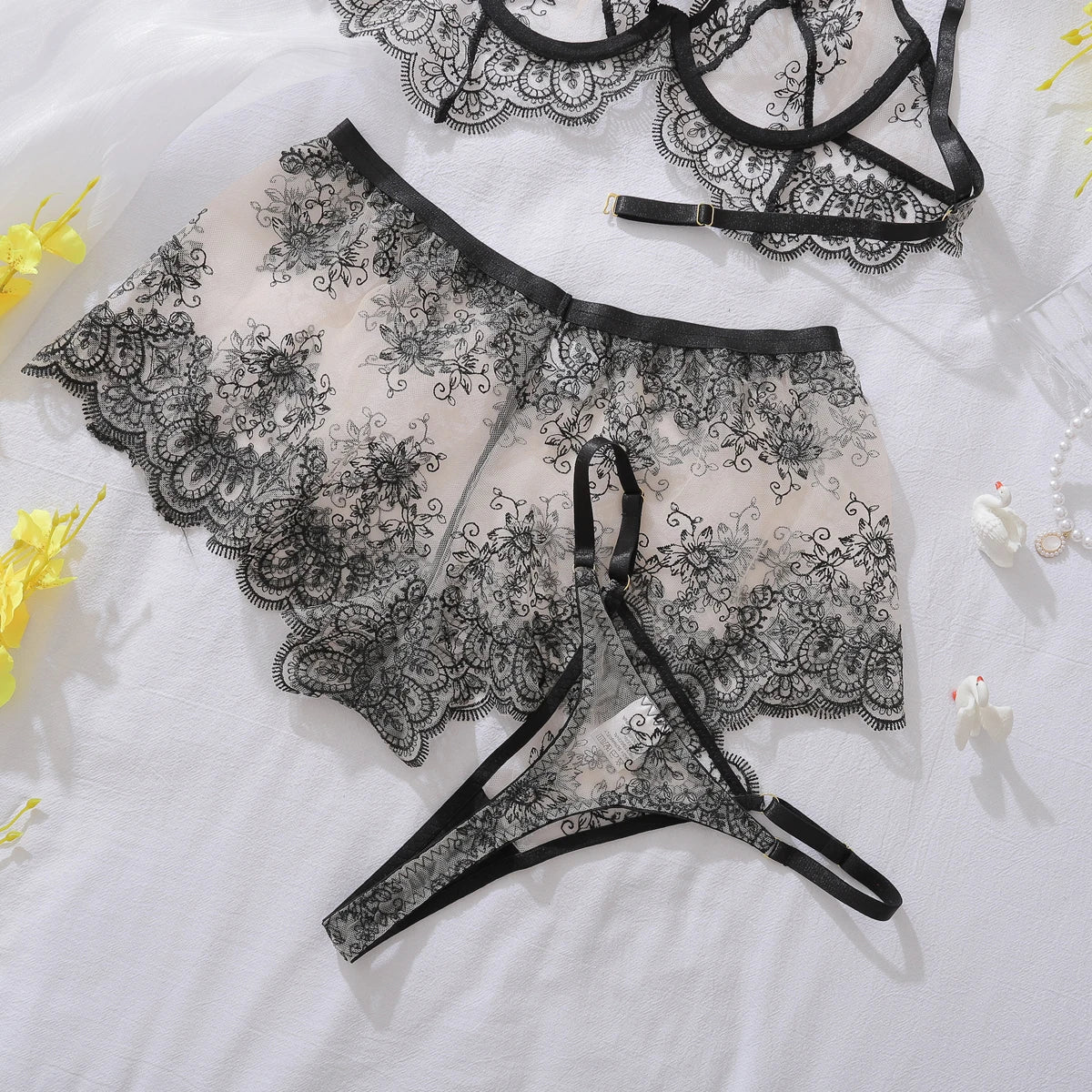 Sheer Lace Eyelash Bra Hilitos Set