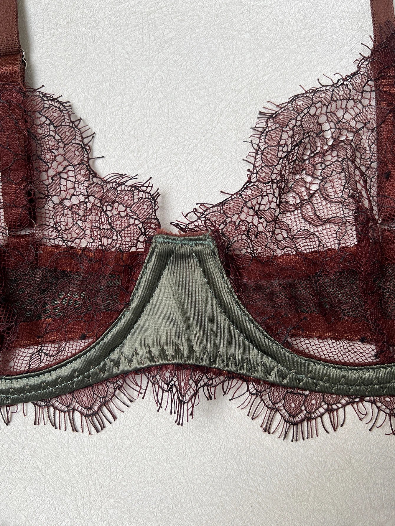 Elegant Satin Patchwork Bra Set