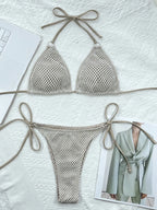 Stylish Fish Net Halter Bikini Set