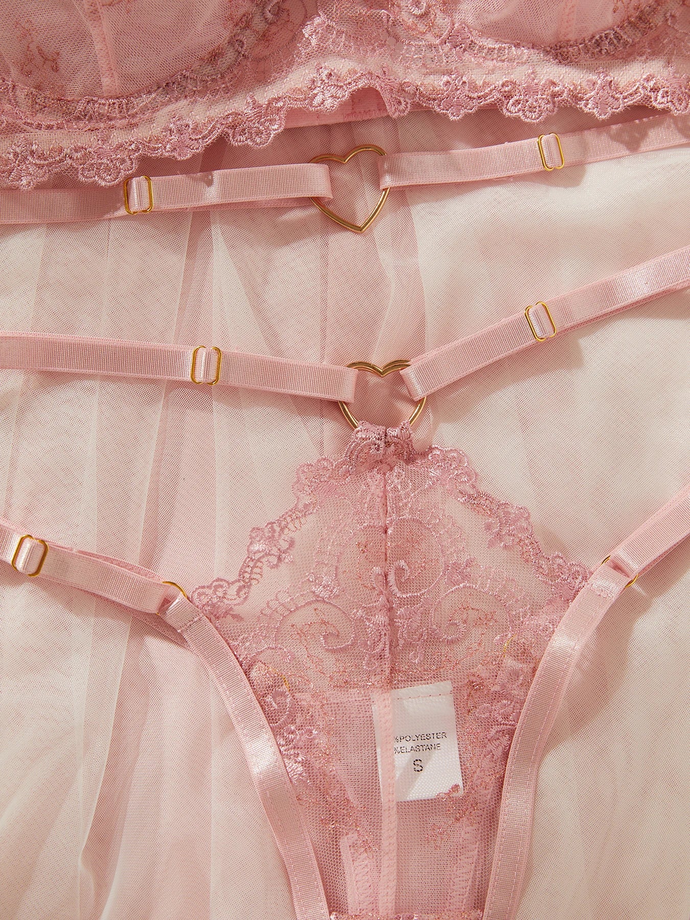 Delicate Blush Embroidery Fantasy Lingerie Set