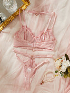 Delicate Blush Embroidery Fantasy Lingerie Set