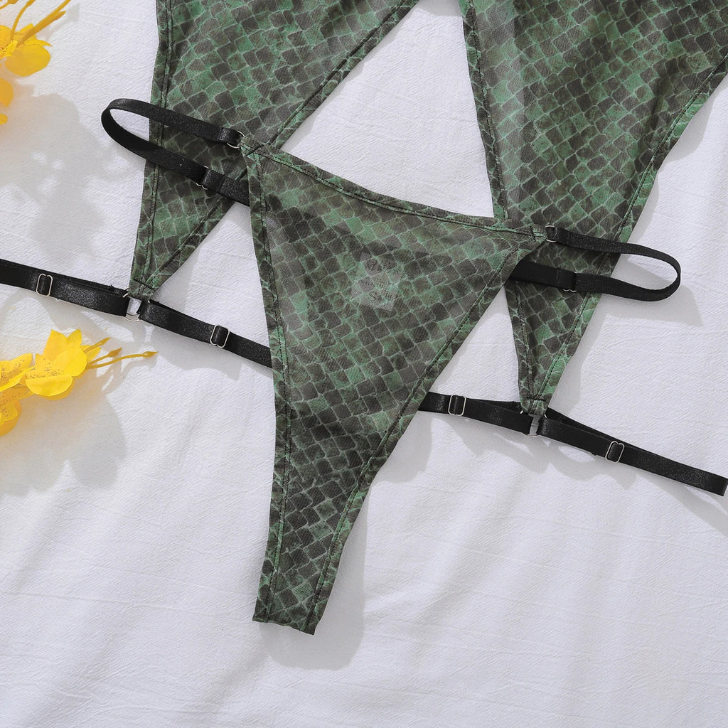Green Serpent Exotic Lingerie Set