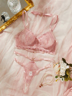 Delicate Blush Embroidery Fantasy Lingerie Set
