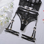 Black Floral Luxury Lace Bra Set