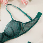 Exotic See-Through Green Serpent Bra Set